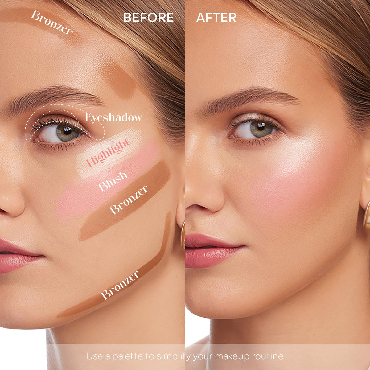 FREEORR bronzer pan close-up demonstrating warm contouring and sculpting benefit