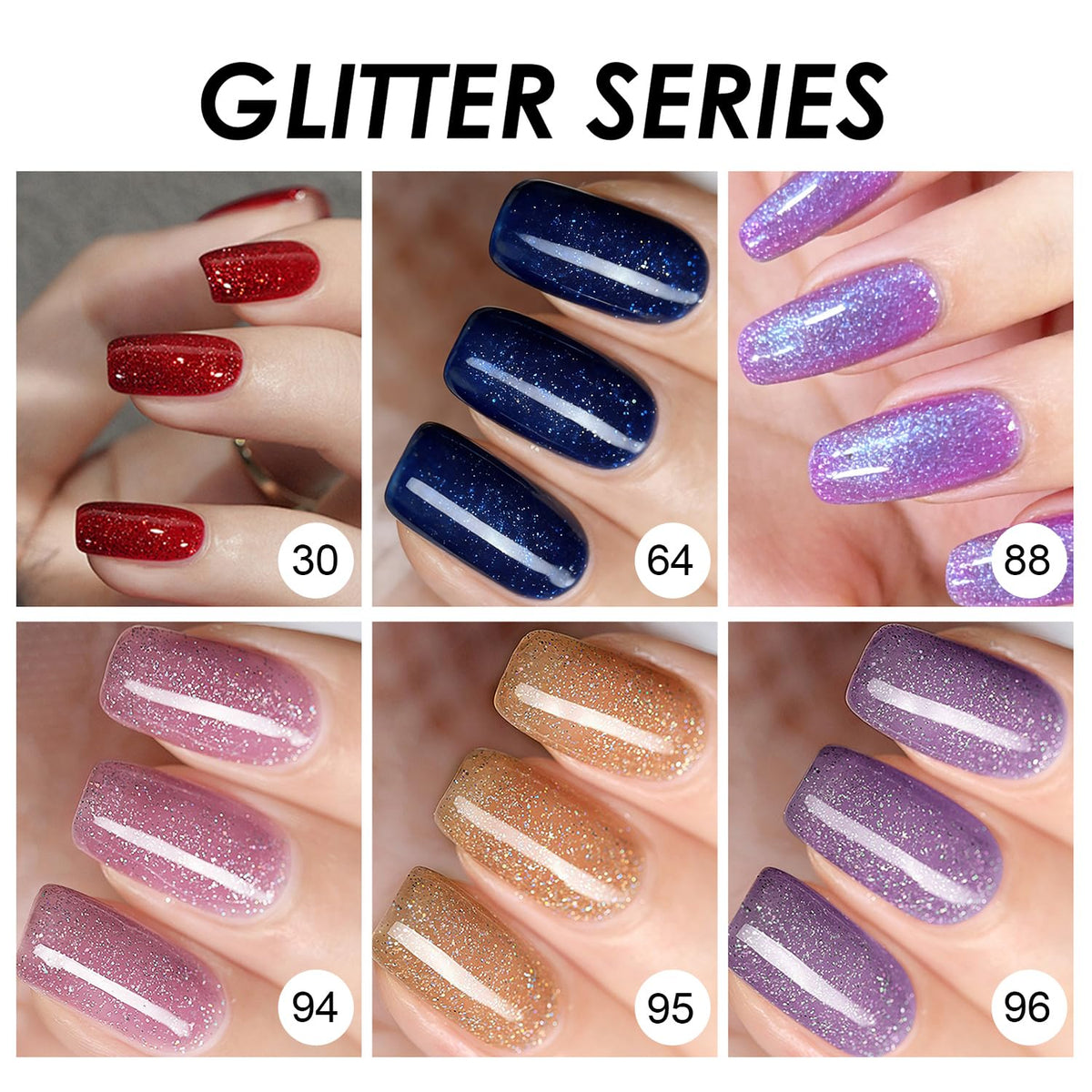 FREEORR color swatches demonstrating burgundy blue pink purple nude glitter options