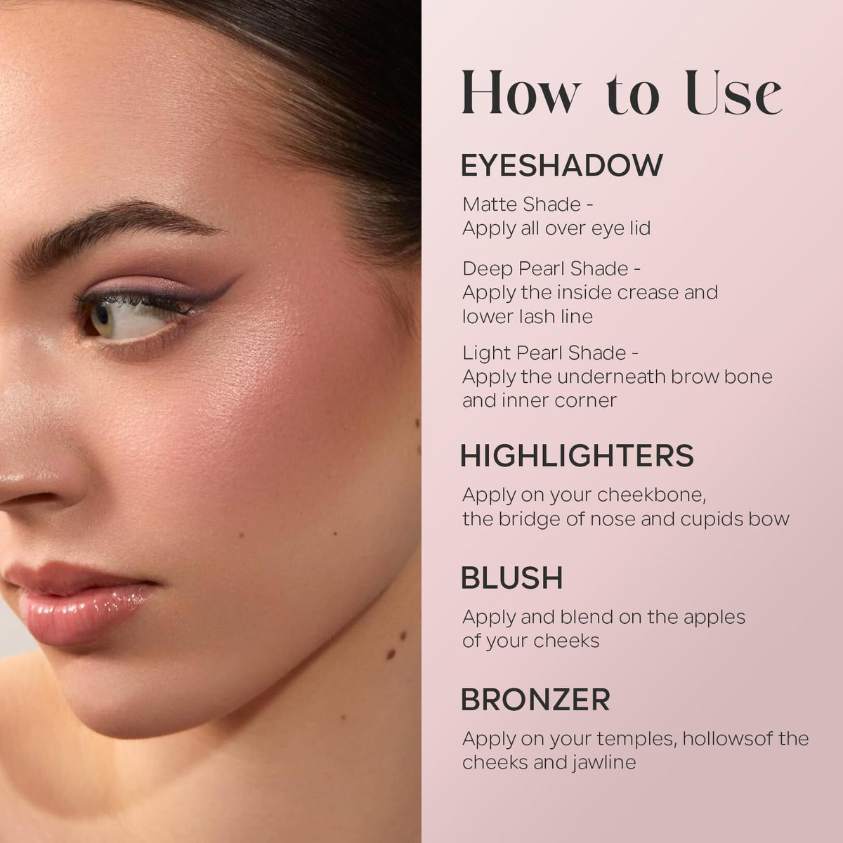FREEORR highlighter pan detail showing shimmer for luminous cheekbones