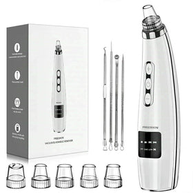 FREESHOW front view of the rechargeable pore vacuum showing controls and benefits