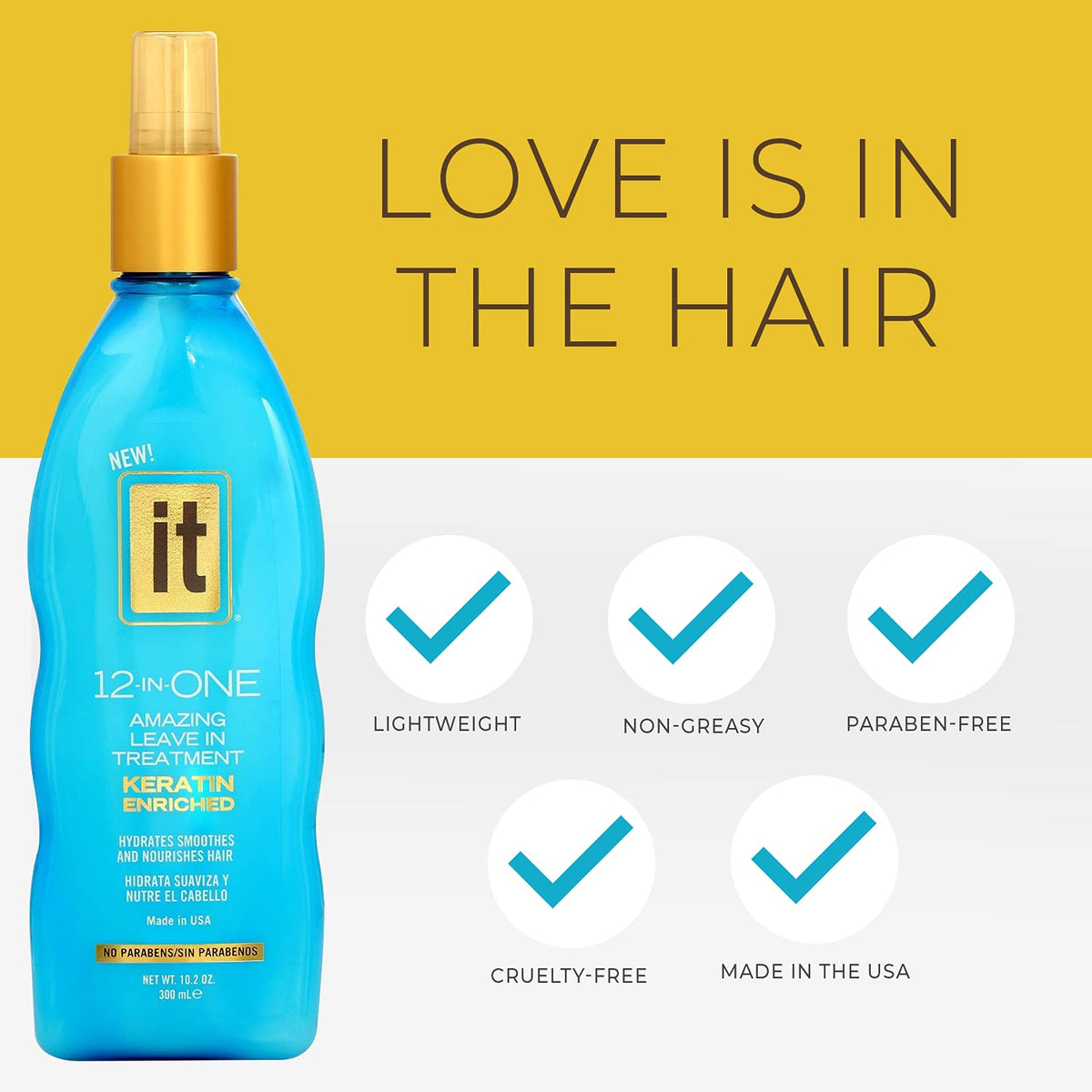 Freeze It spray being applied to towel-dried hair for detangling benefit