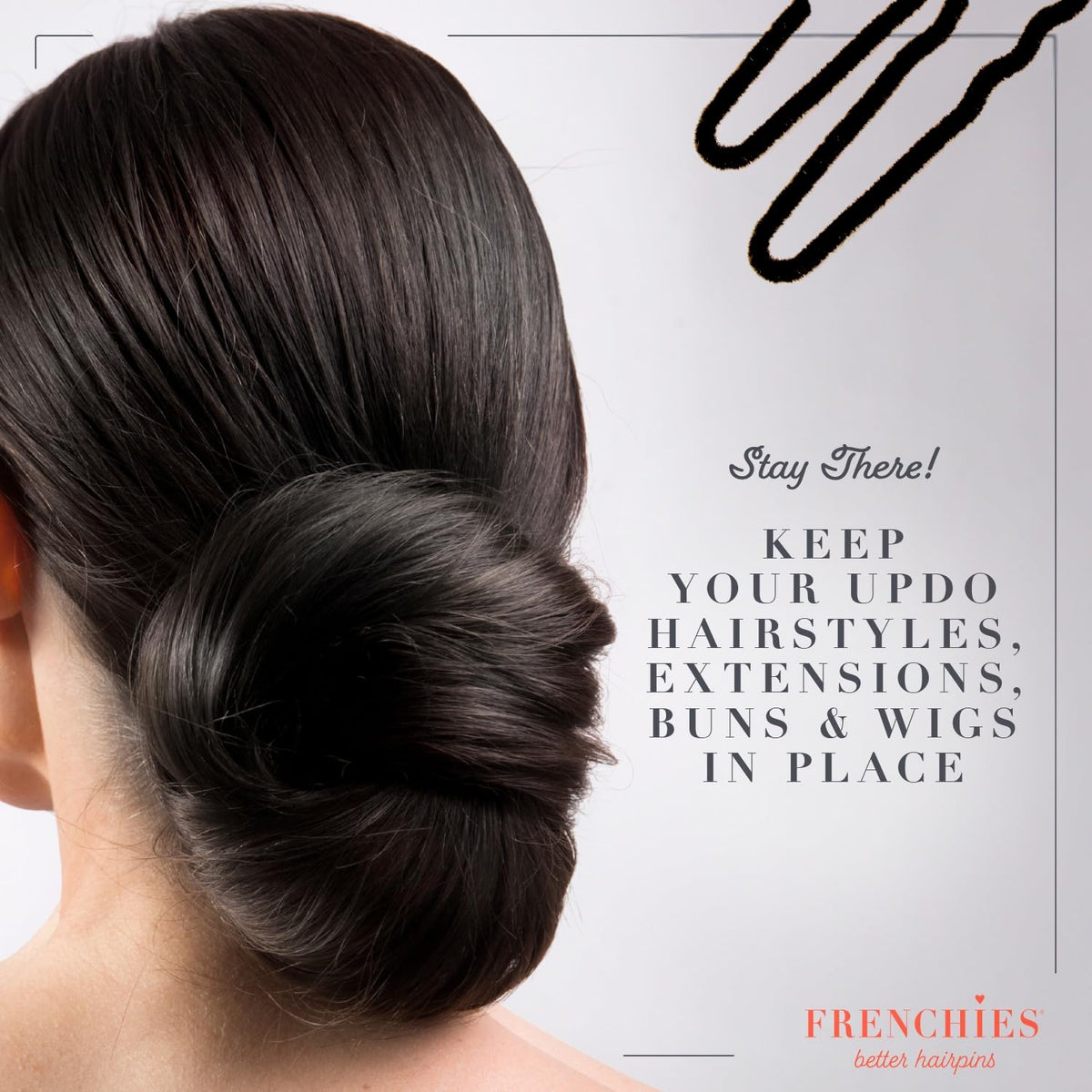 Frenchies pin hidden in dark hair offering discreet, invisible support