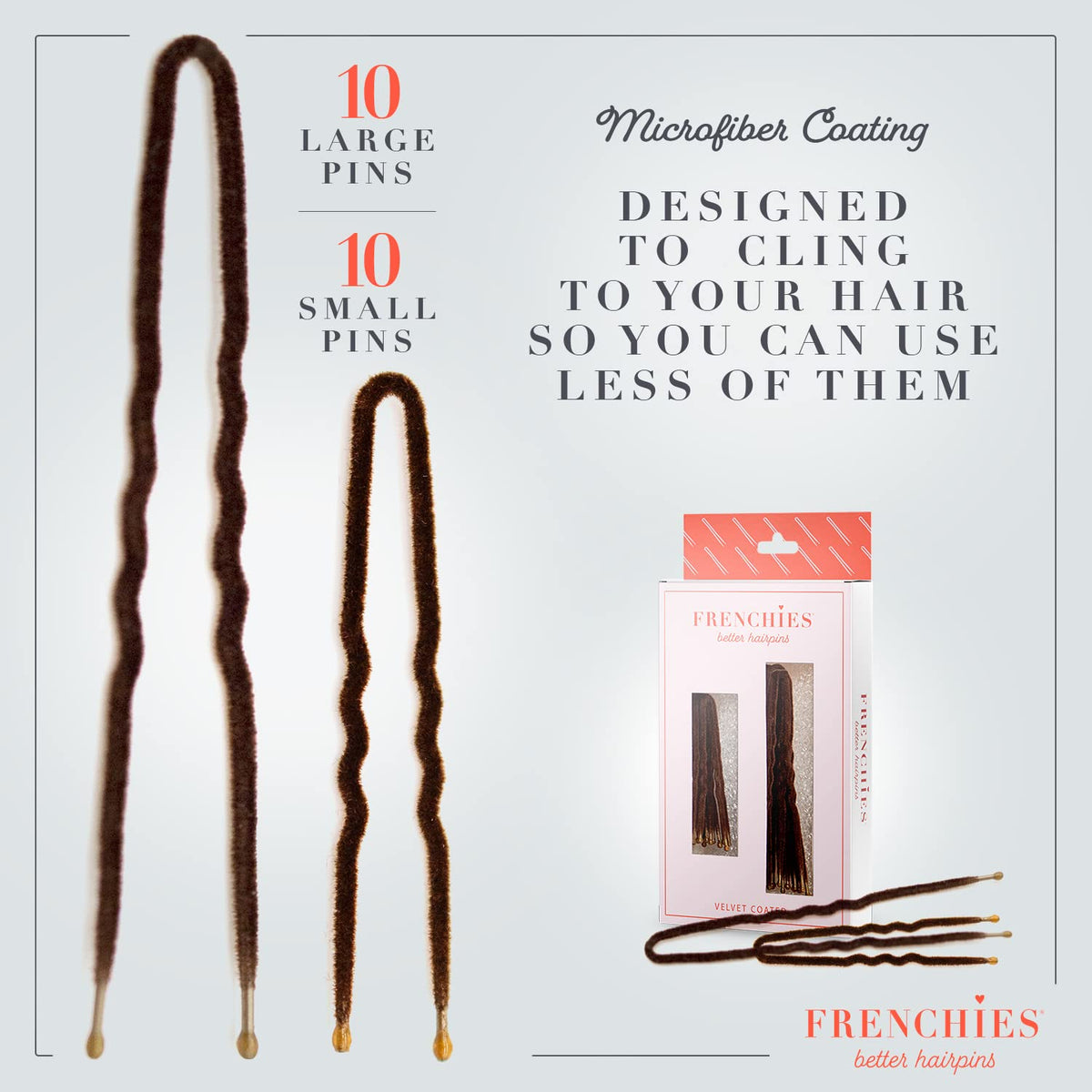 Frenchies pins securing a bun to show strong hold with fewer pins