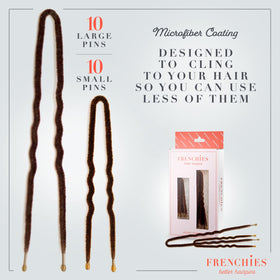 Frenchies pins securing a bun to show strong hold with fewer pins