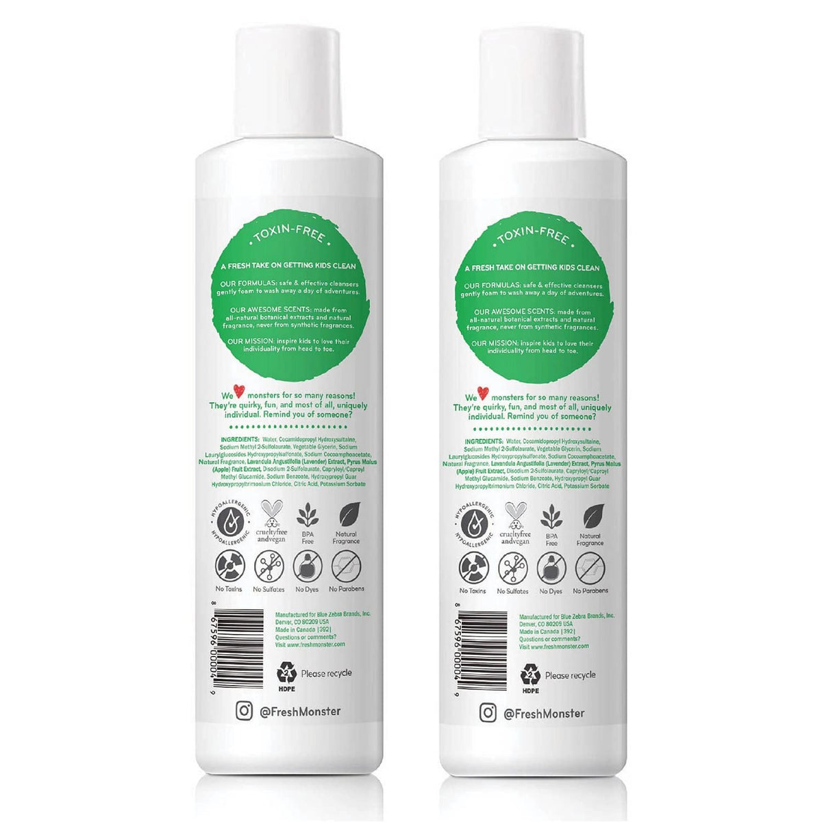 Fresh Monster bottle closeup label highlighting clean-ingredient transparency