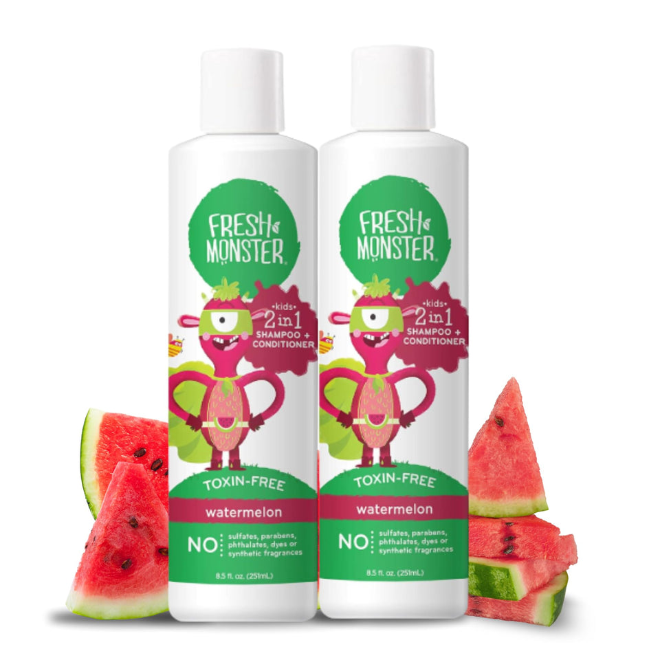 Fresh Monster front packaging showing watermelon design and kid-friendly bottle benefit