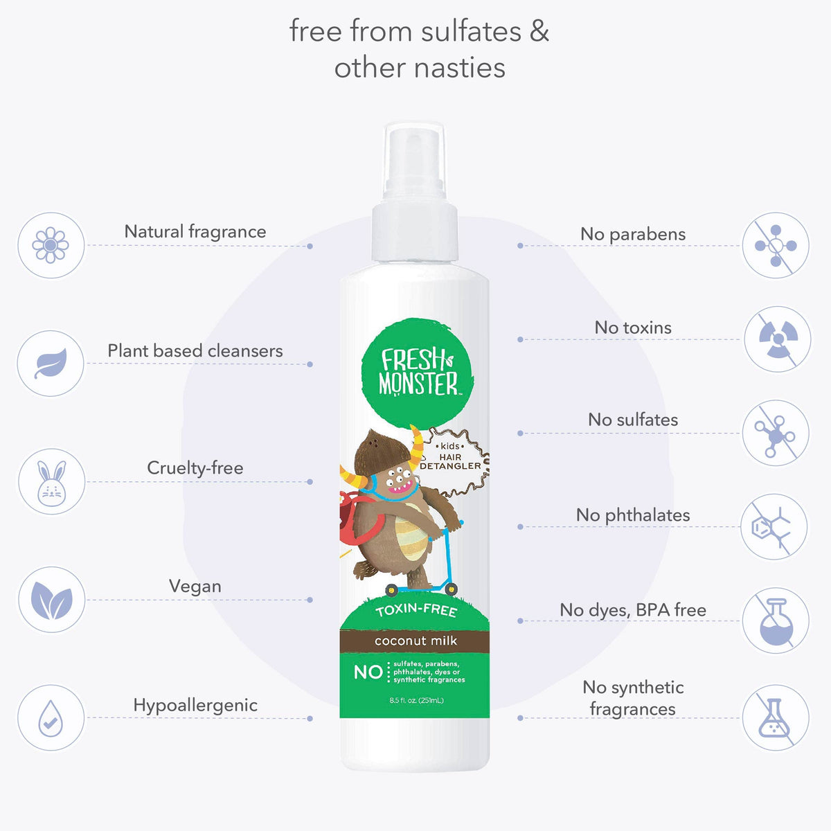 Fresh Monster spray texture on hand showing lightweight, non-greasy conditioning