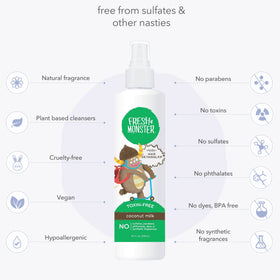 Fresh Monster spray texture on hand showing lightweight, non-greasy conditioning