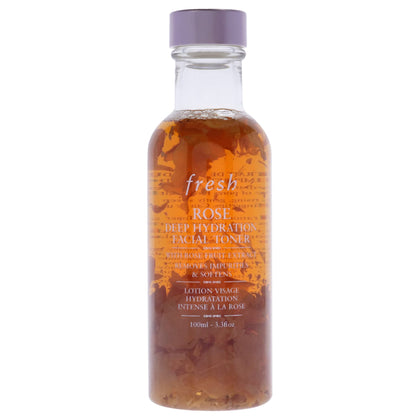Fresh rose deep hydration facial toner front bottle showing label and size benefits hydration