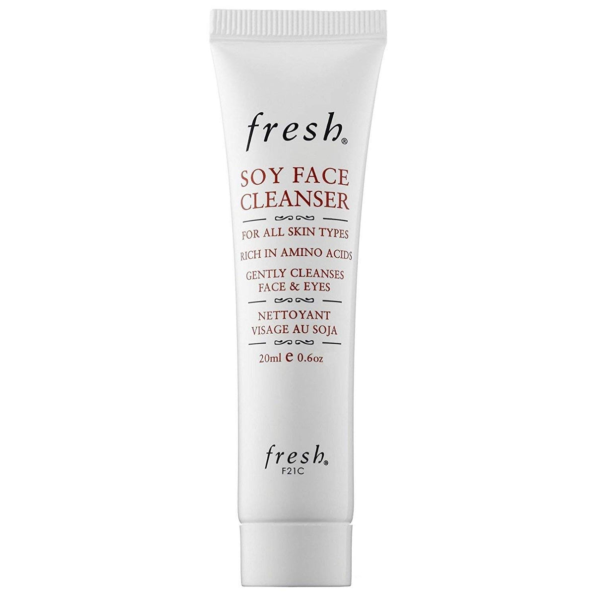 fresh soy cleanser front packaging showing bottle and label for easy identification and travel convenience