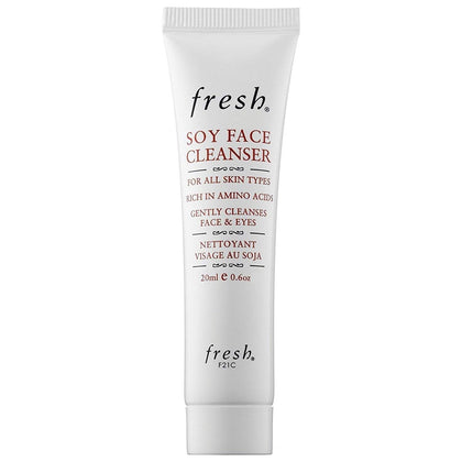 fresh soy cleanser front packaging showing bottle and label for easy identification and travel convenience
