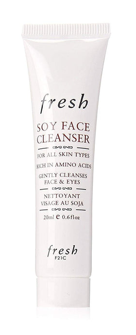 fresh soy cleanser creamy texture close-up highlighting gentle amino-acid formula for soft skin feel