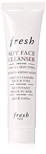fresh soy cleanser travel size in toiletry bag illustrating portability and on-the-go makeup removal