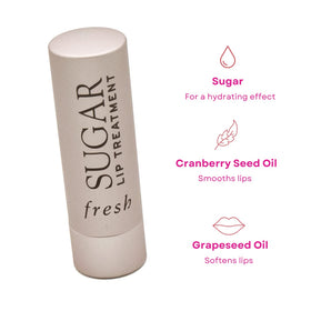 Fresh sugar lip treatment texture close-up showing buttery finish and smoothing benefit
