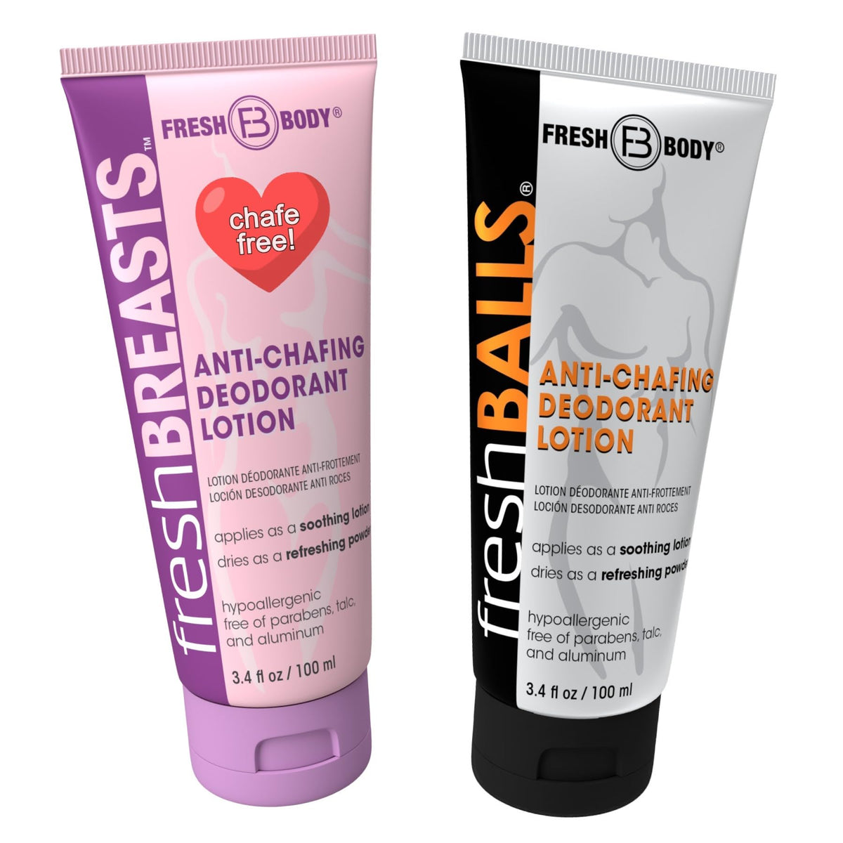 Fresh Body FB front packaging duo showing both tubes and benefits