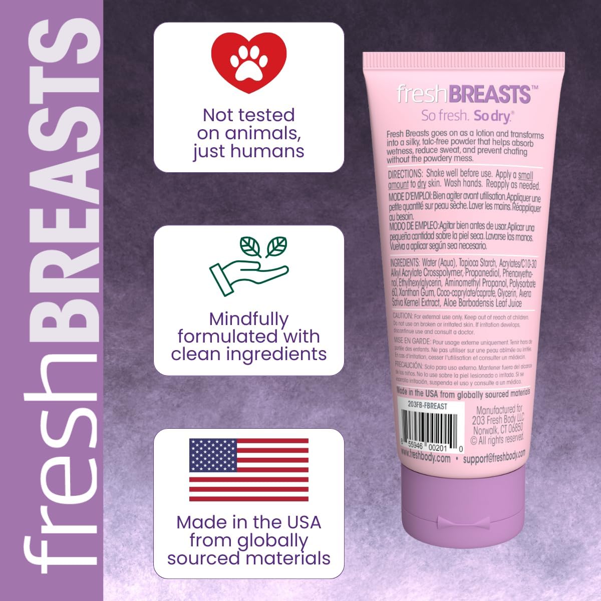 Fresh Body FB applied to groin area keeping skin dry and odor controlled