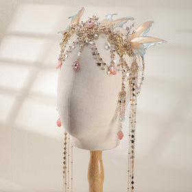 FRESHME crown worn with bridal gown demonstrating romantic accessory for weddings