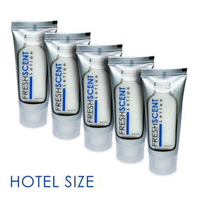 Freshscent tube close-up revealing lotion texture and nourishes skin benefit