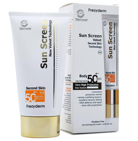 FREZYDERM Velvet front packaging showing SPF50+ for quick recognition and protection