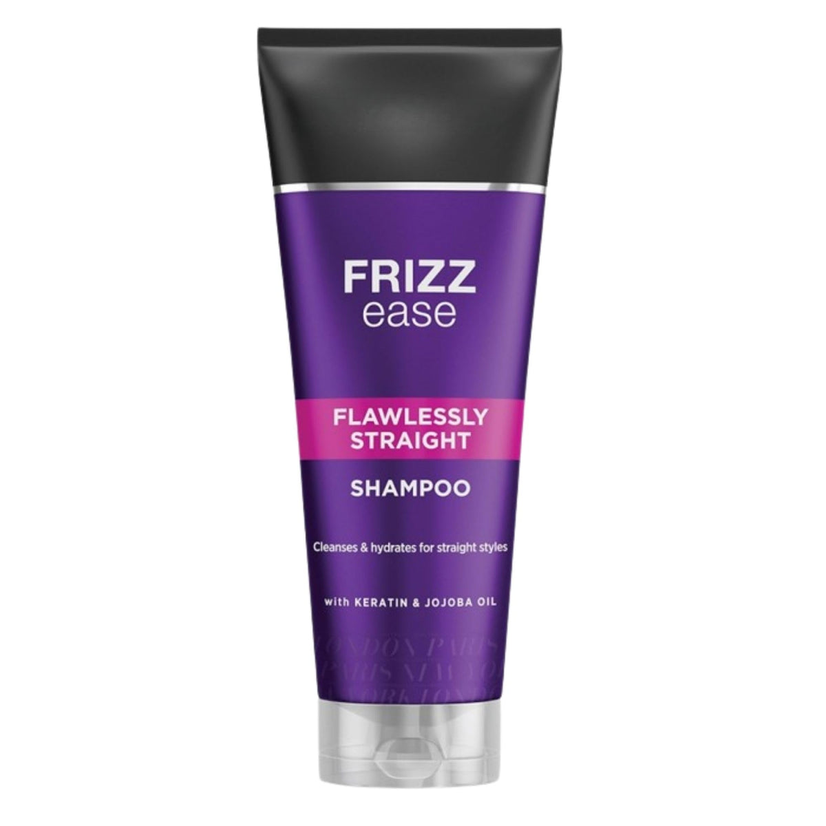 Frizz Ease front packaging showing bottle and label for easy identification and benefit