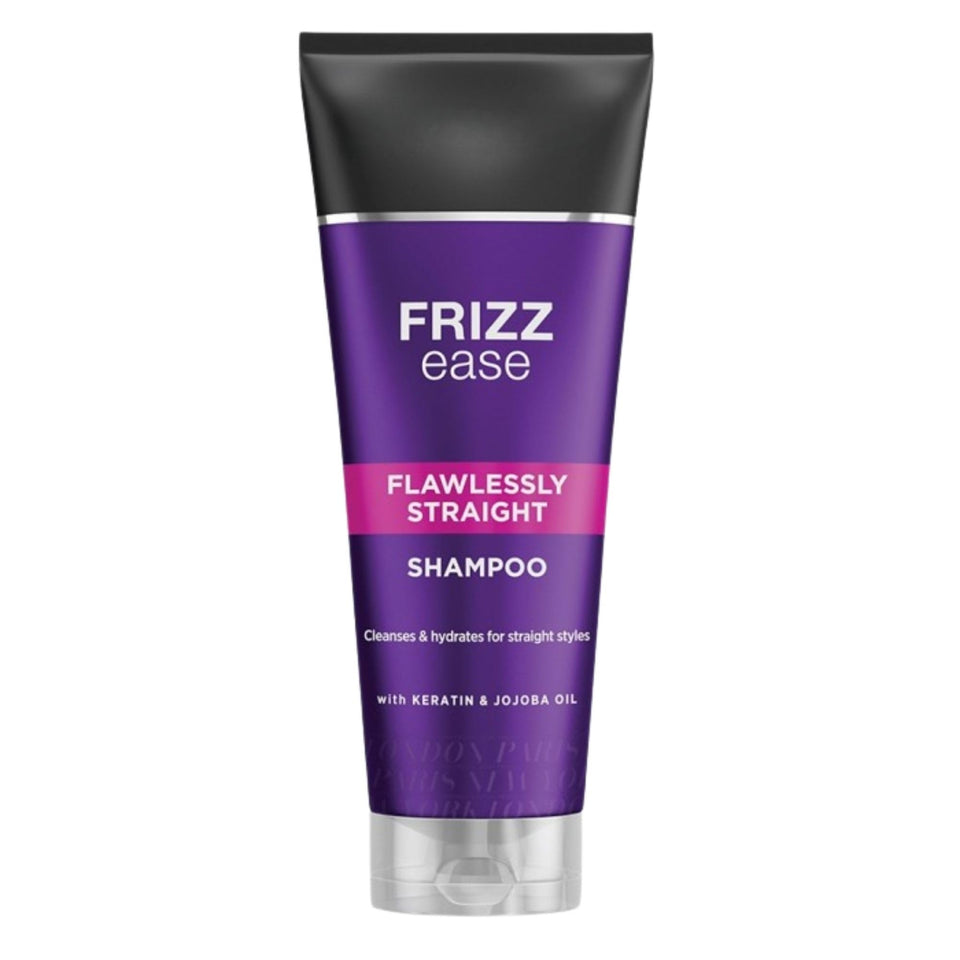 Frizz Ease front packaging showing bottle and label for easy identification and benefit