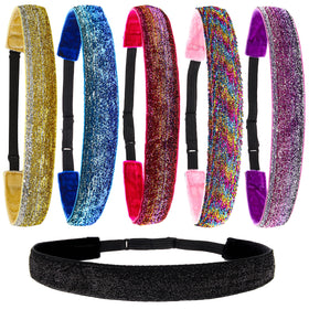 FROG SAC front packaging of six glitter headbands showing colors and set benefit