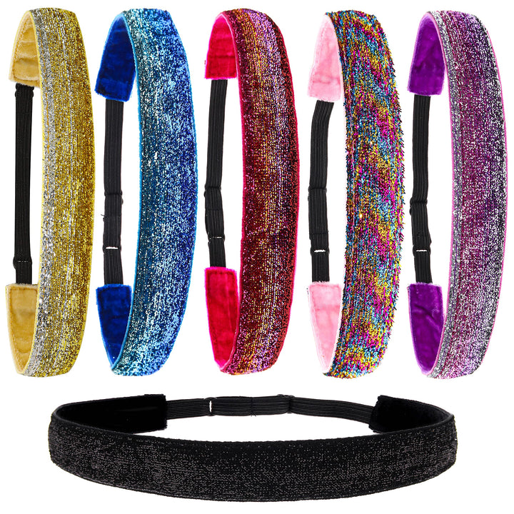 FROG SAC front packaging of six glitter headbands showing colors and set benefit