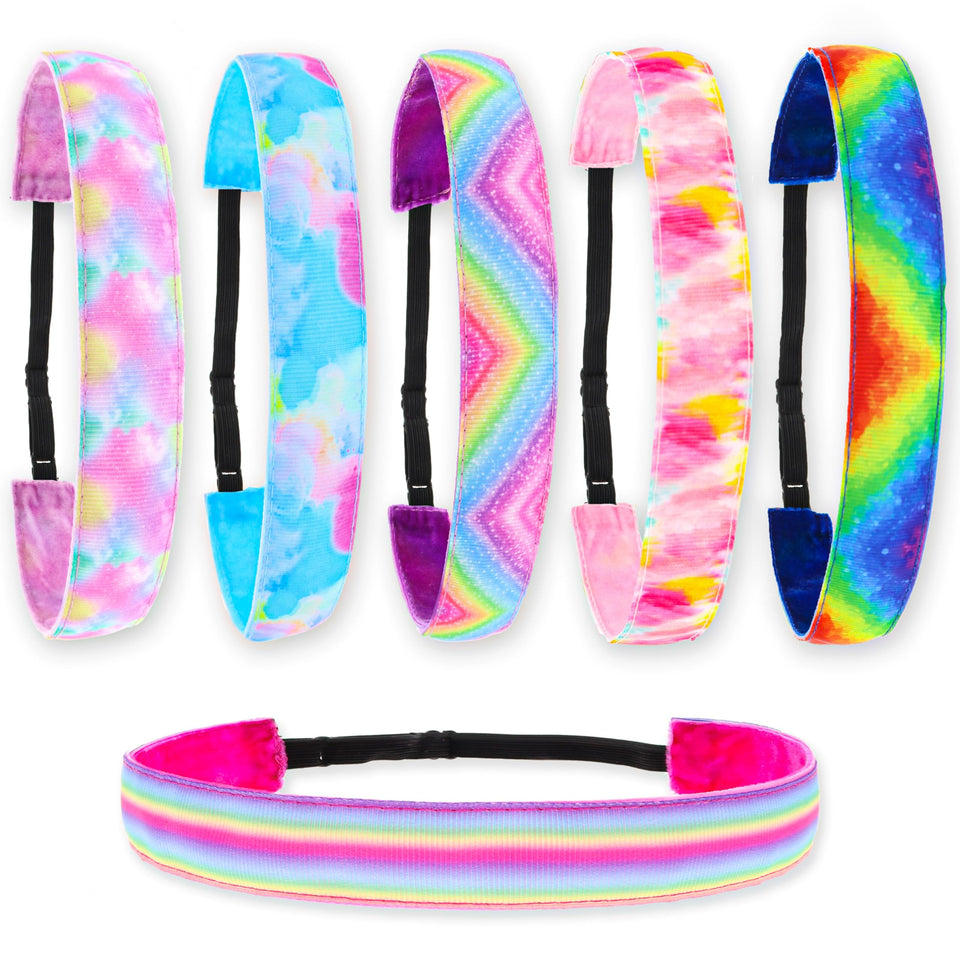 FROG SAC headbands front packaging showing colorful tie-dye set and variety