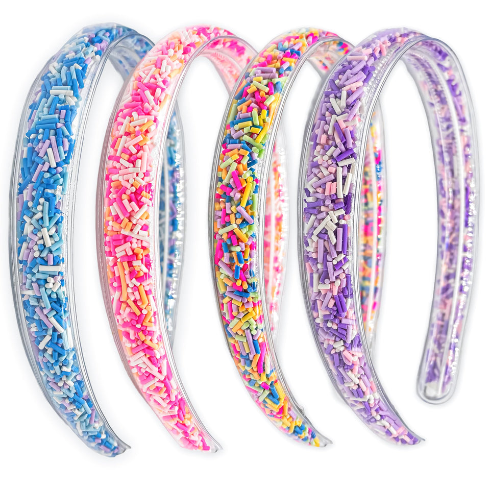 FROG SAC front packaging showing four glitter headbands and colors