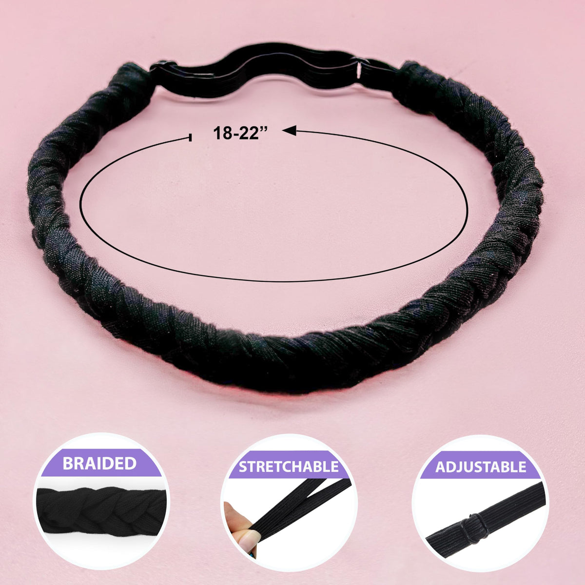 FROG SAC side profile of headband in hair showing low-profile style benefit
