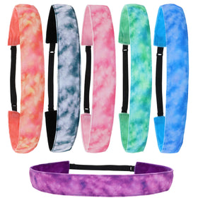 FROG SAC front packaging showing six tie dye headbands and benefits