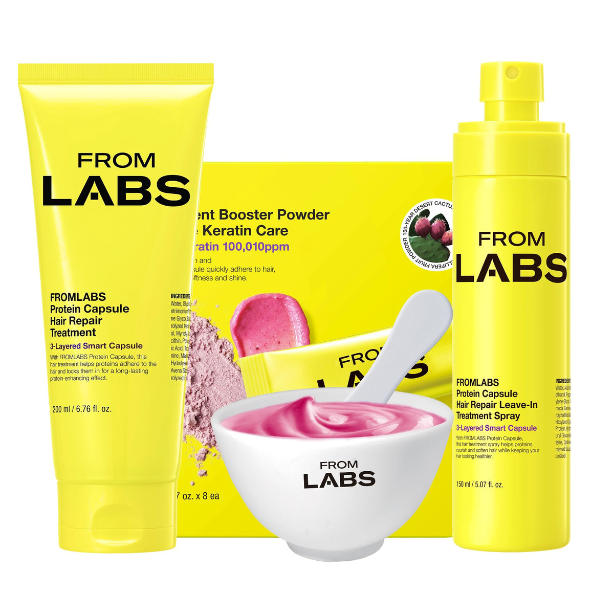 FROMLABS trio front packaging showing mask powder and spray for easy identification and confidence