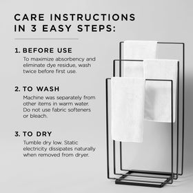 Fromm towel beside hand showing 16x29 size for convenient handling