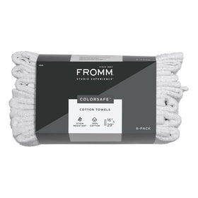 Fromm front packaging showing six white ColorSafe towels and brand clarity