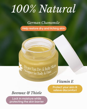 FRØYA balm being applied on hand to quickly relieve itch
