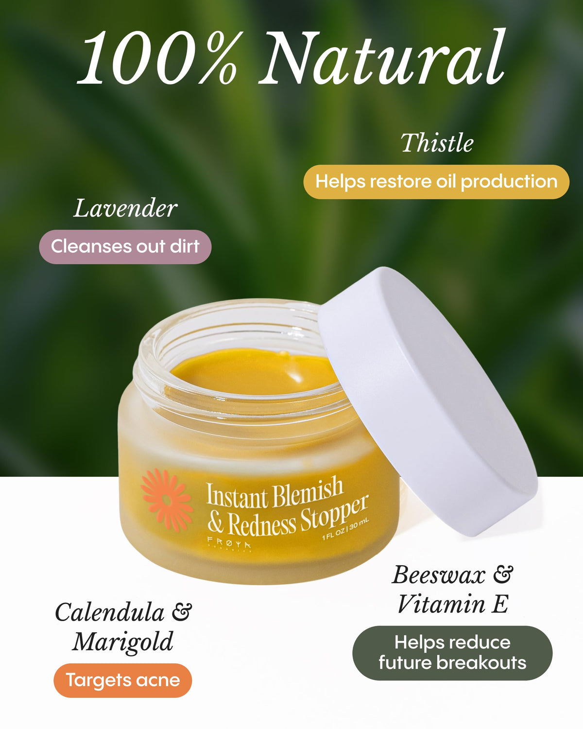 FRØYA thistle oil droplet to show oil-balancing hydration benefit