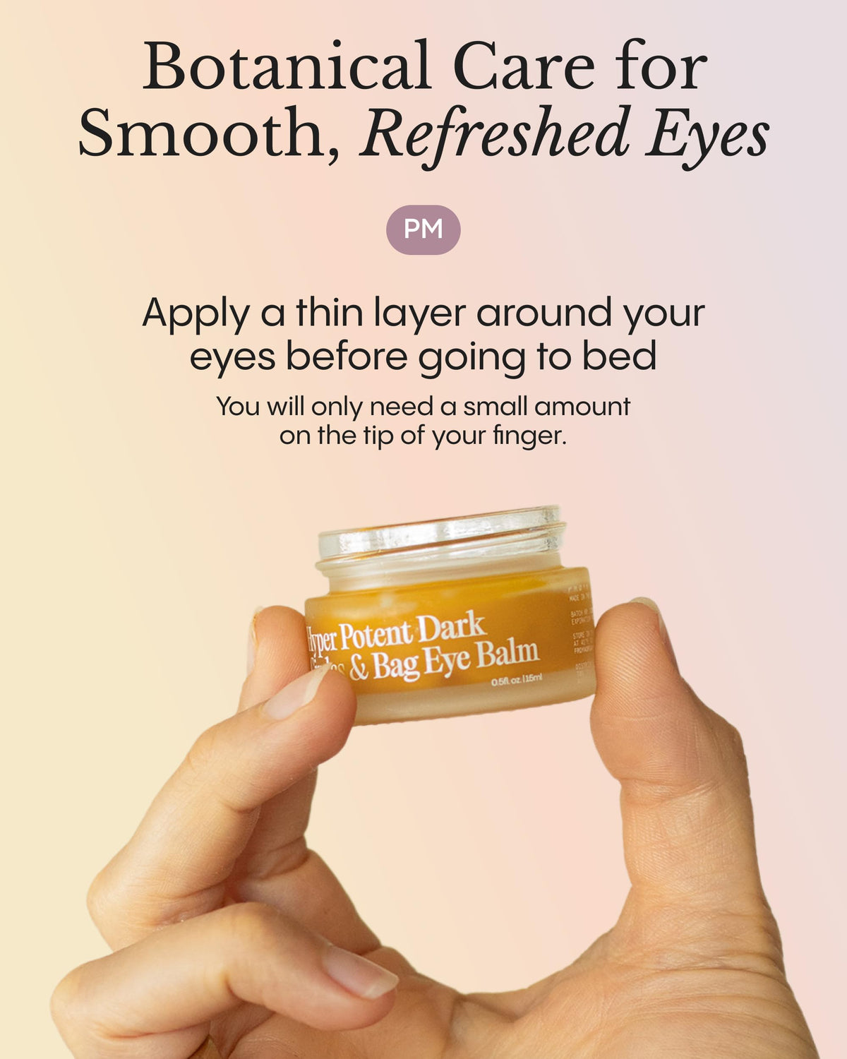 FRØYA fingertip applying balm illustrating targeted under-eye nourishment with minimal product