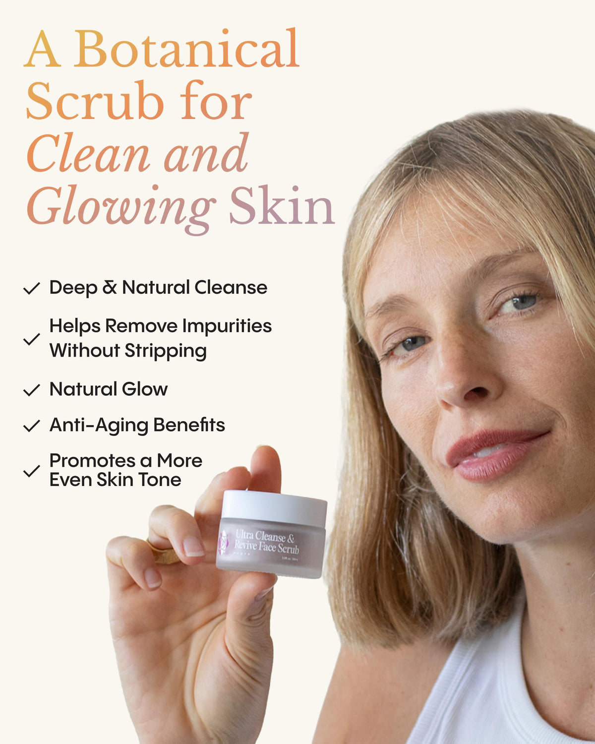 FRØYA open jar close-up of fine powder texture revealing gentle exfoliating grit