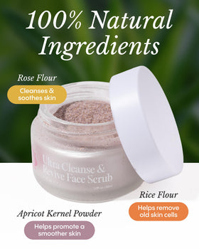 FRØYA applying scrub to cheek demonstrating gentle massage for smoother skin