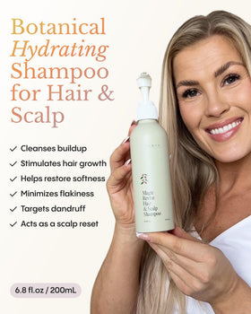 FRØYA shampoo pump with creamy texture, demonstrates gentle moisturizing lather