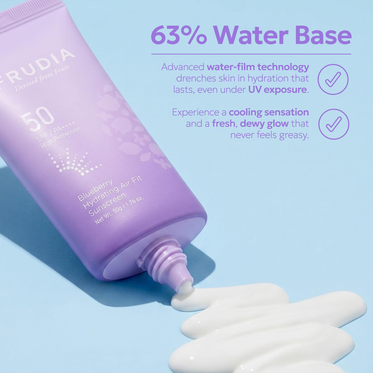 FRUDIA ingredient label closeup emphasizing blueberry hydrate benefits