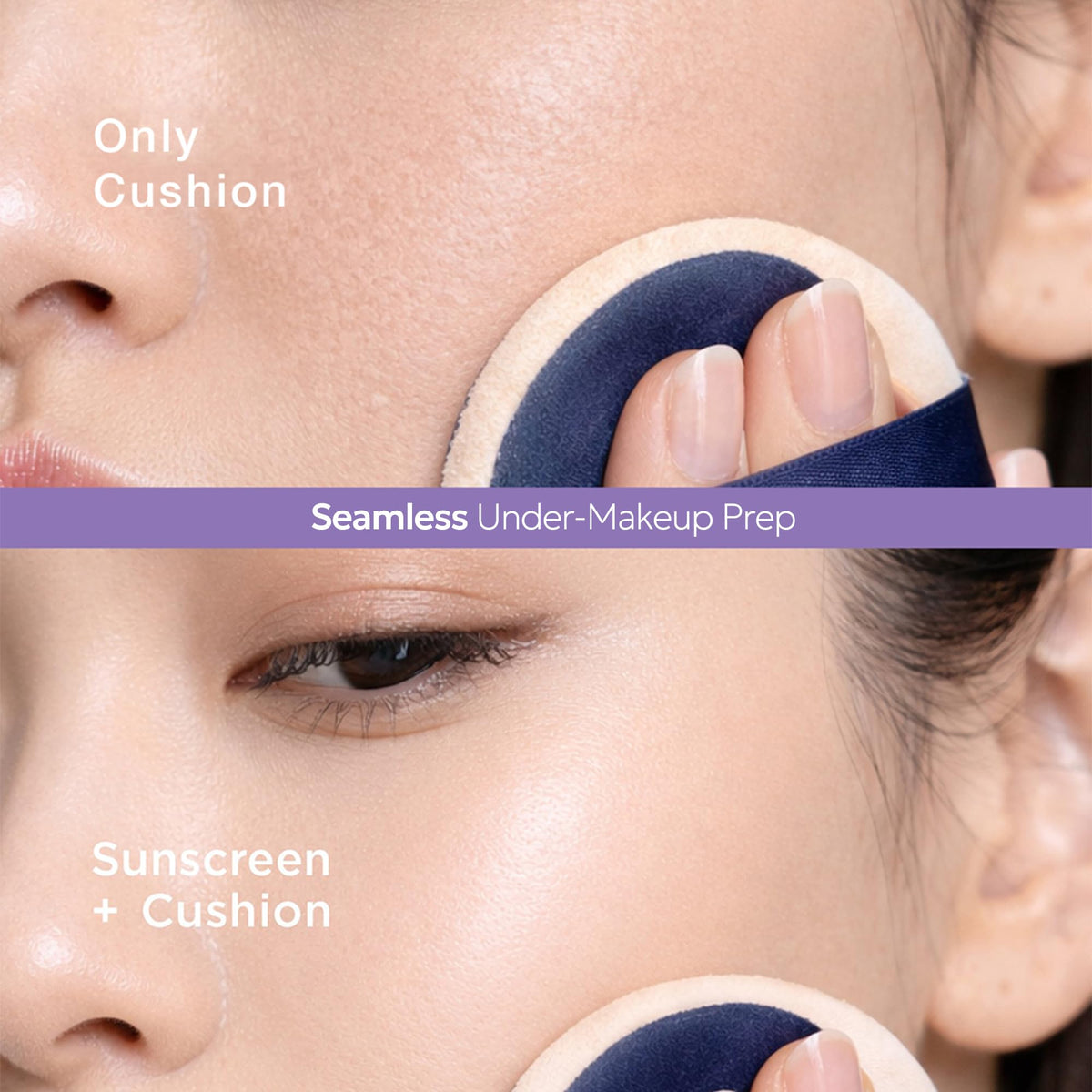 FRUDIA sunscreen in makeup routine illustrating smooth layering benefit
