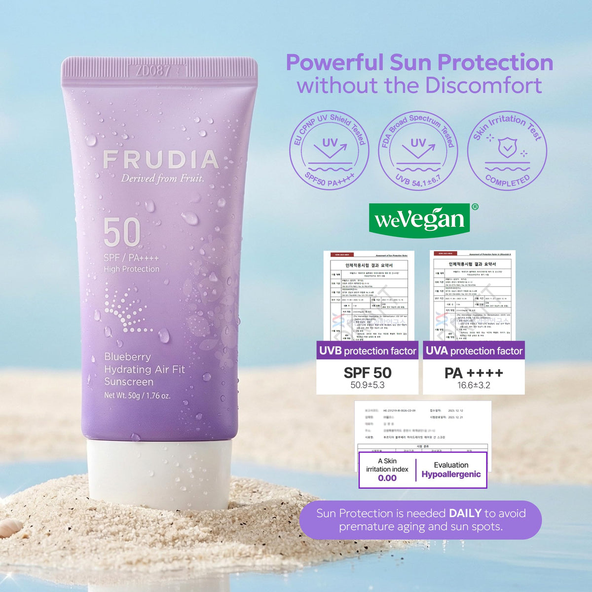 FRUDIA texture close-up highlighting airy hydrating finish