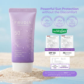 FRUDIA texture close-up highlighting airy hydrating finish