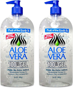 Fruit of the Earth gel texture closeup demonstrating clear, cooling aloe vera for soothing skin