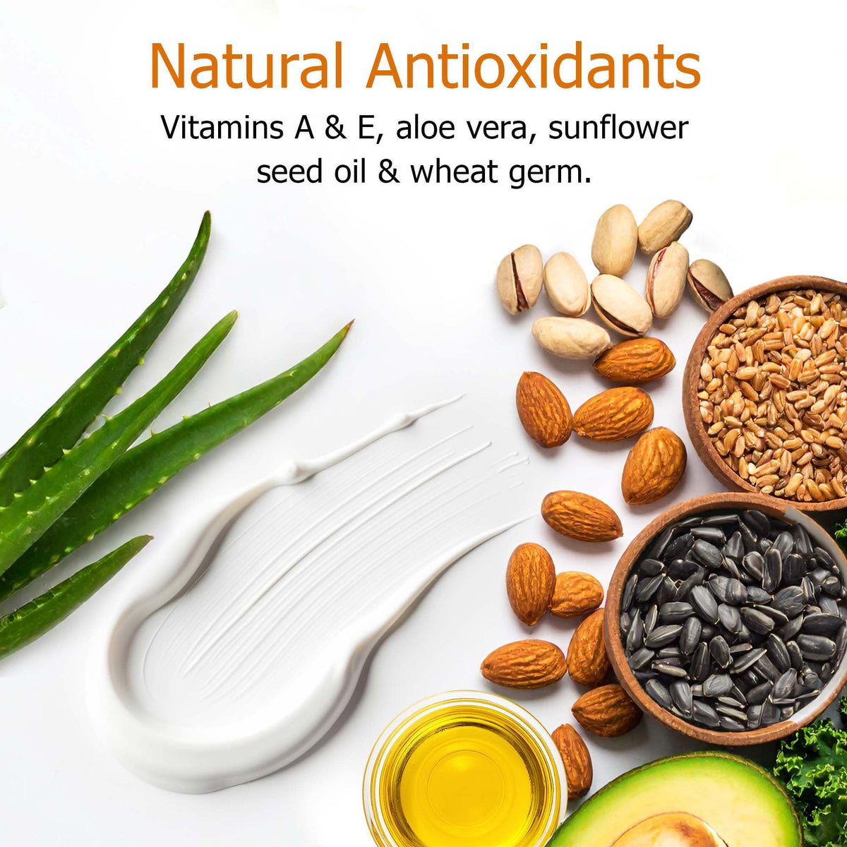 Fruit of the Earth ingredients close-up with aloe vera and sunflower oil for soothing benefit