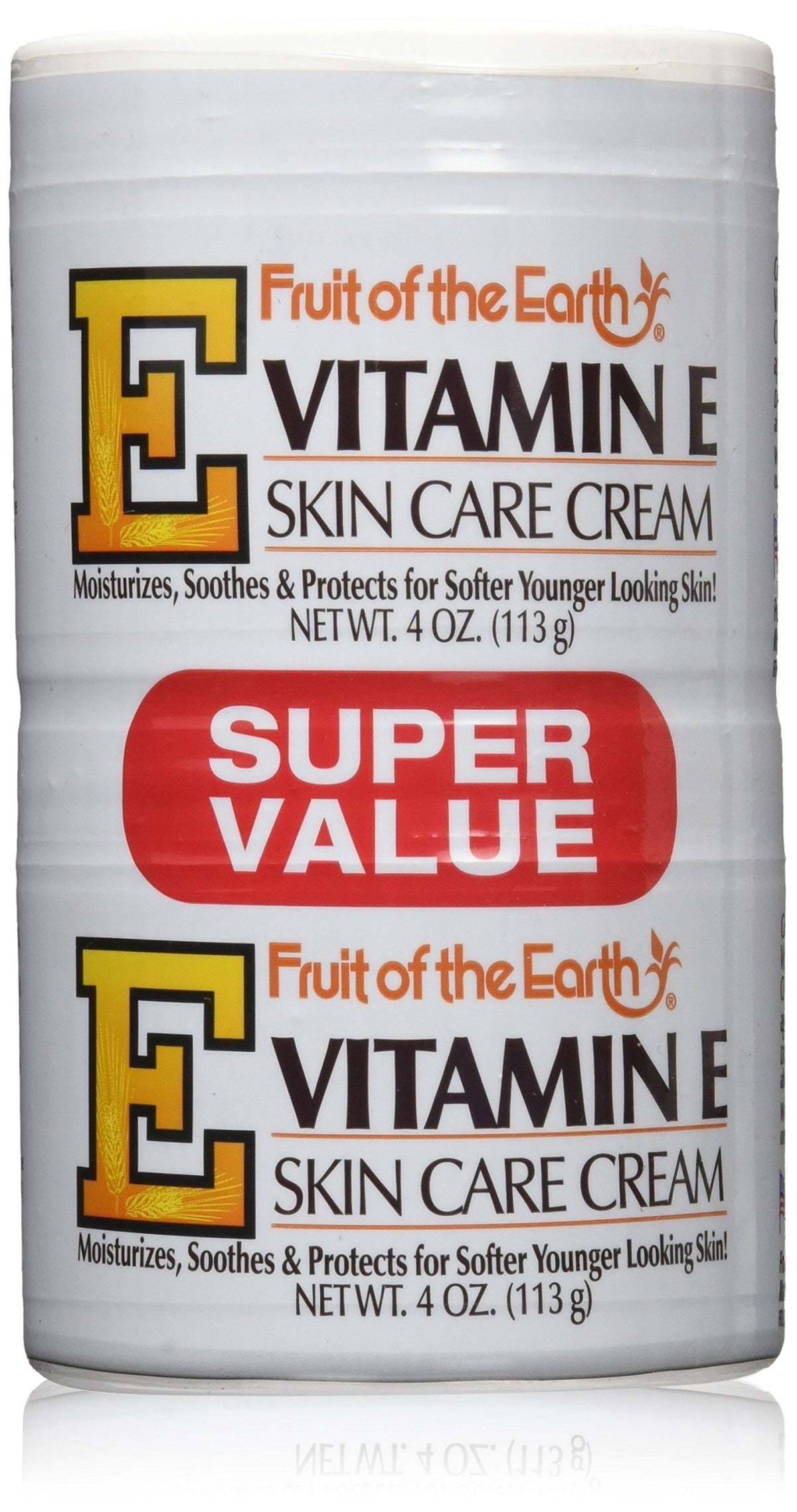 Fruit of the Earth front jar view showing packaging and 4 oz size for dependable moisture