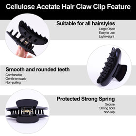 Fsmiling size shown in hand to illustrate large jaw capacity for thick hair