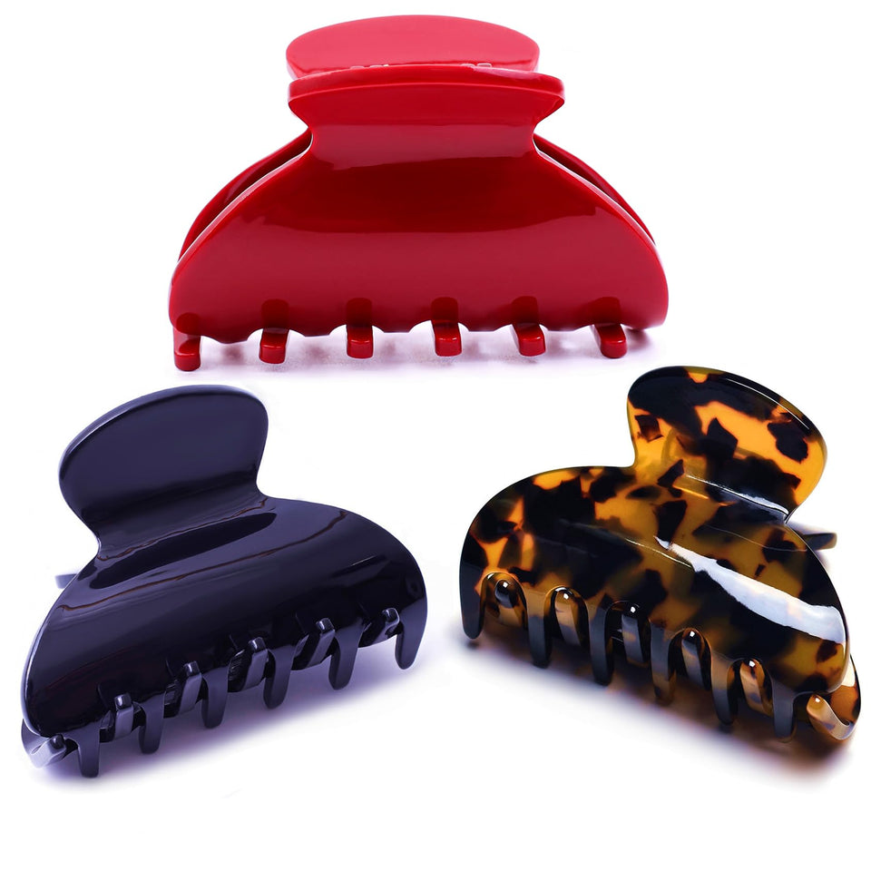 Fsmiling tortoise shell clip front view showing elegant marbled finish and secure hold
