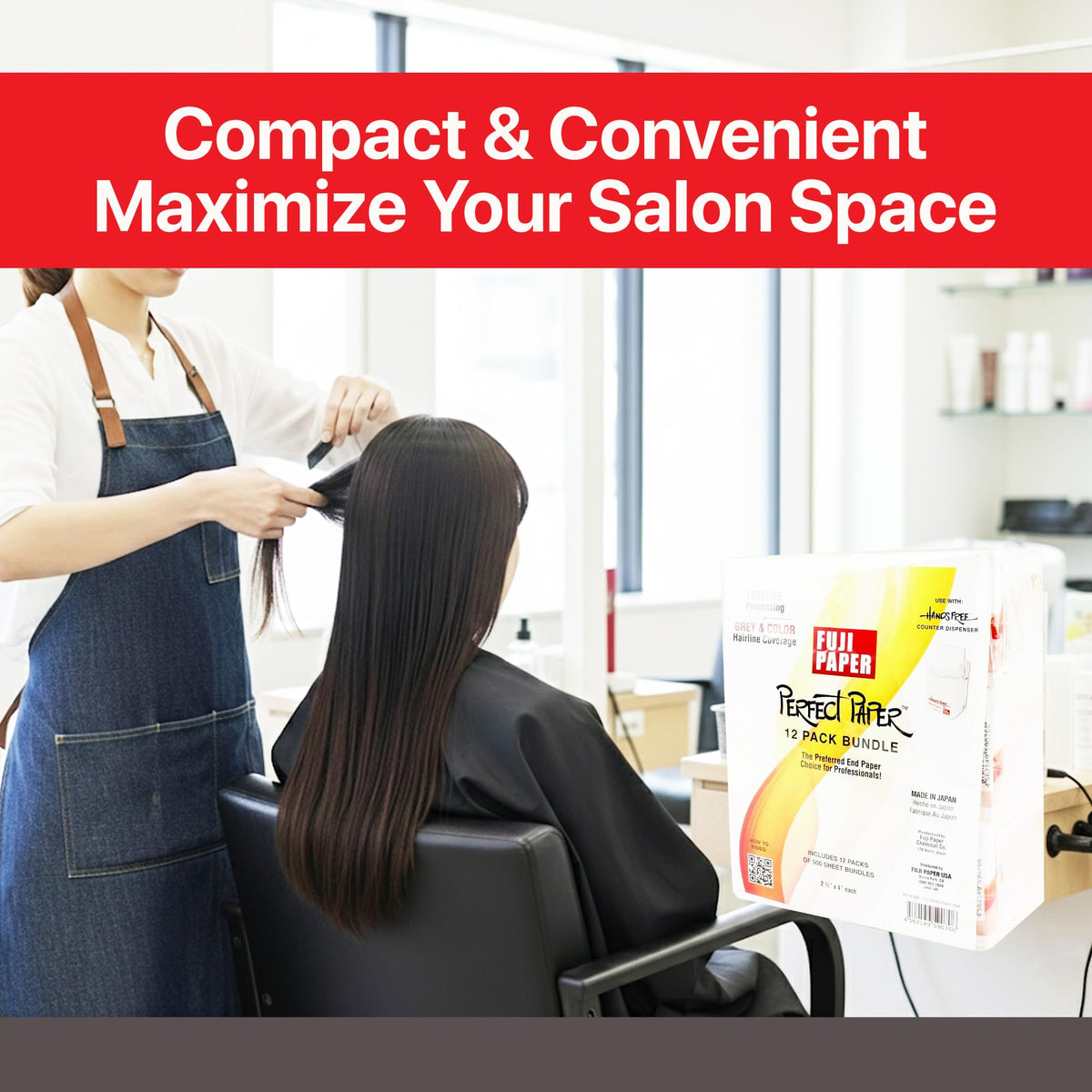 FUJI lifestyle stylist station showing organized product for efficiency